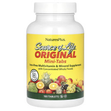 Мультивітаміни та мінерали, Nature's Plus Source of Life, без заліза, 180 таблеток