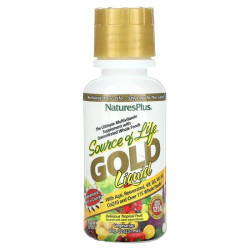 Мультивитамины и минералы, жидкие, вкус тропические фрукты, NaturesPlus Source of Life Gold Liquid, 236 мл