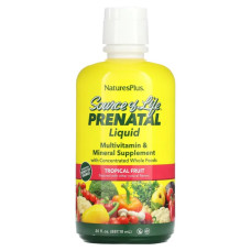 Вітаміни для вагітних, Prenatal Liquid, Nature's Plus, тропічний смак, 887.10 мл.