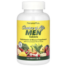 Мультивитамины и минералы для мужчин, Source of Life Men, Nature's Plus, без железа, 120 таблеток