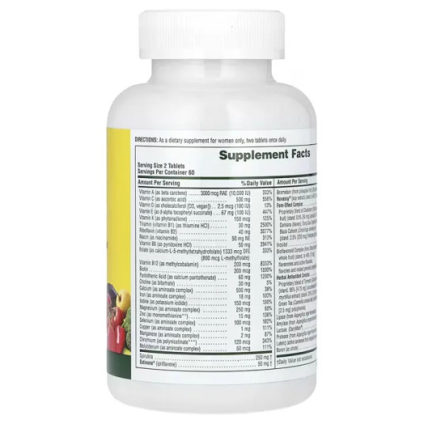 Мультивітаміни для жінок, Multi-Vitamin and Mineral, Nature's Plus, Source of Life, 120 таблеток