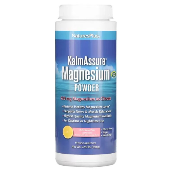 Цитрат магнію, Kalmassure Magnesium, Nature's Plus, смак освіжаючий рожевий лимонад, порошок, 420 мг, 408 г