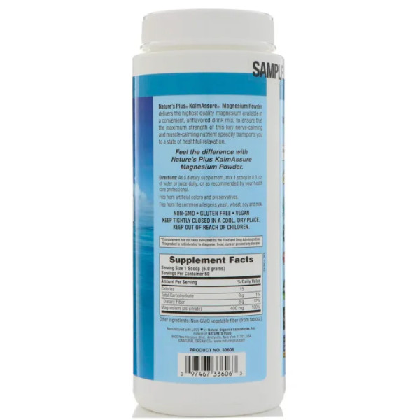 Магній, Magnesium, Nature's Plus, KalmAssure, порошок, 400 мг, 360 г