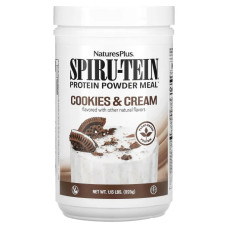 Растительный протеин, NaturesPlus Spiru-Tein Protein Powder Meal, порошок, вкус печенья и сливок, 525 г