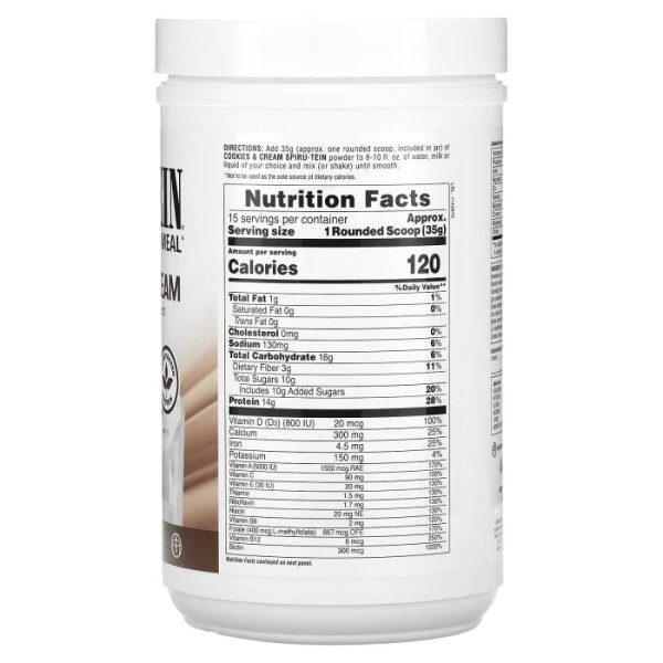 Протеїн рослинний, Spiru-Tein Protein Powder Meal, NaturesPlus, порошок, смак печива та вершків, 525 г