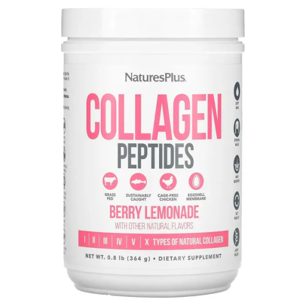 Колагенові пептиди, Collagen Peptides, NaturesPlus, зі смаком ягідного лимонаду, 364 г