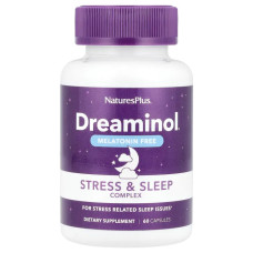 Снижение стресса и крепкий сон без мелатонина, NaturesPlus Dreaminol Stress & Sleep Complex, 60 капсул