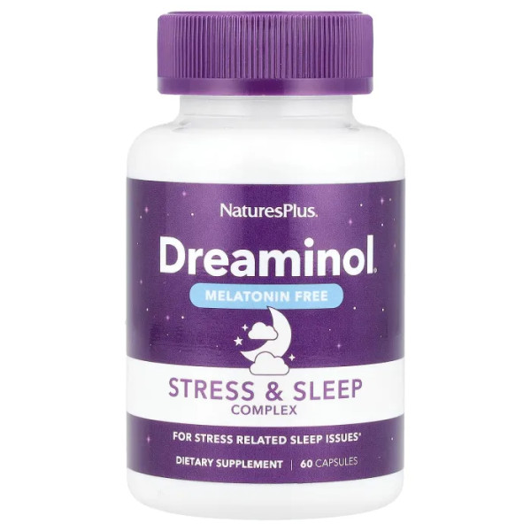 Зниження стресу та міцний сон, Stress & Sleep Complex, Dreaminol, NaturesPlus, комплекс без мелатоніну, 60 капсул