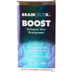 Комплекс для покращення роботи мозку, Nature's Plus Brainceutix Boost, 90 капсул