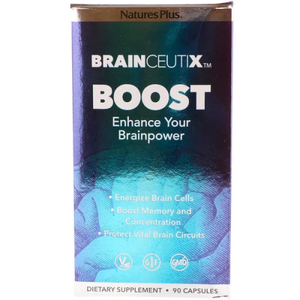 Поліпшення роботи мозку, Boost, Nature's Plus, Brainceutix, 90 капсул