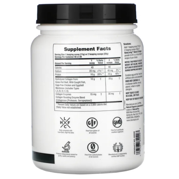 Натуральний колаген, кето, Keto Living, Natural Collagen, Nature's Plus, 616 г