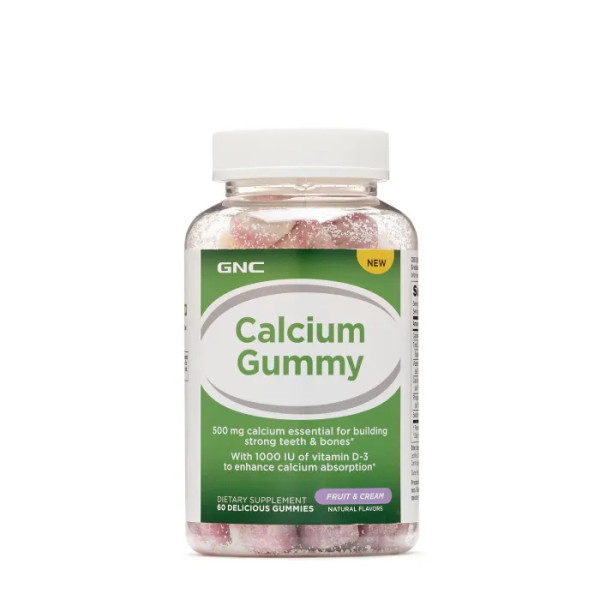 Комплекс для кісток і зубів, Calcium Gummy, GNC, смак фруктів і вершків, 60 жувальних цукерок