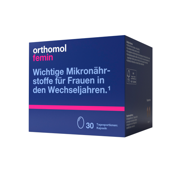 Вітаміни для жінок при менопаузі, Femin, Orthomol, 60 капсул, 30 днів