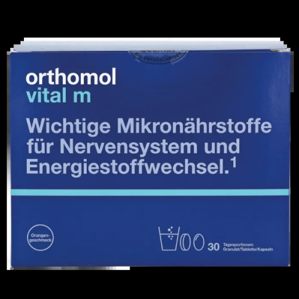 Вітаміни для чоловіків, Vital M, Orthomol, смак апельсина, 60 капсул + 30 таблеток + 30 порошків