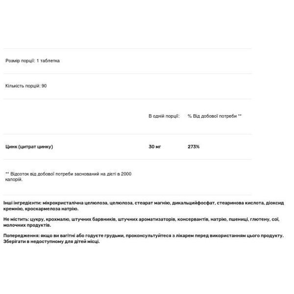 Цинк, Zinc, GNC, 30 мг, 90 таблеток