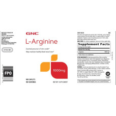 L-аргінін 1000 мг, GNC L-Arginine, 180 капсул