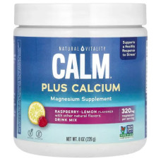 Магній антистрес із кальцієм, Natural Vitality Plus Calcium, смак малина та лимон 226 г