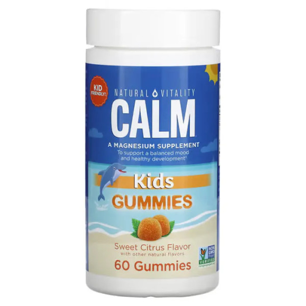 Заспокійливе, анти-стрес жувальний, для дітей, CALM Kids Gummies, Natural Vitality, солодкий цитрус, 60 жувальних цукерок