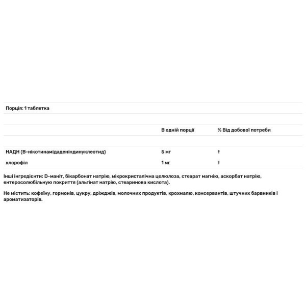 NADH, антиоксидантна форма вітаміну B3, 5x, ENADA, 5 мг, 30 таблеток