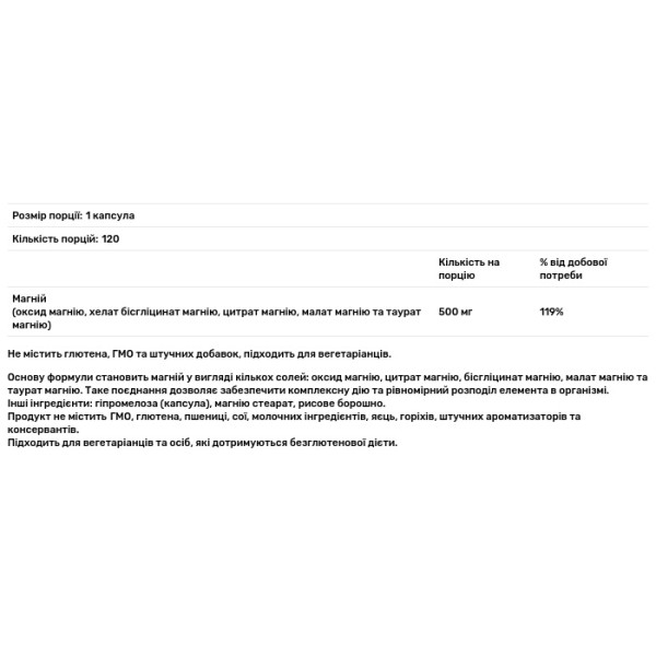 Магній комплекс, Advanced Magnesium Complex, Forest Leaf, 500 мг, покращена формула, 5 в 1, 120 вегетаріанських капсул