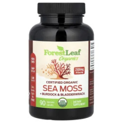 Морской мох органический с лопухом и пузырчаткой, Forest Leaf Certified Organic Sea Moss Burdock Bladderwrack, 90 растительных капсул