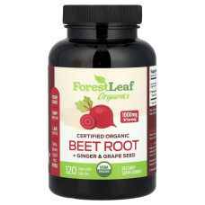 Буряк з імбиром та виноградною кісточкою, Certified Organic Beet Root + Ginger & Grape Seed Forest Leaf, 120 рослинних капсул