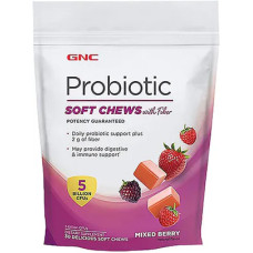 Пробіотик з клітковиною, зі смаком ягоди, Probiotic with Fiber GNC, 30 жувальних цукерок, 5 млрд ДЕЯКЕ 2 г