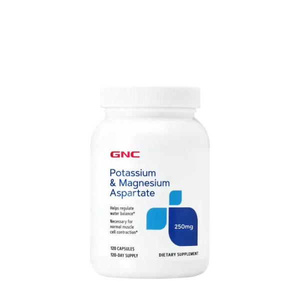 Калій + магній, Potassium & Magnesium Aspartate, GNC, 120 капсул