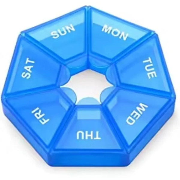 Органайзер для таблеток на 7 днів, 7 Side Pill box, MEMOSAN, блакитний