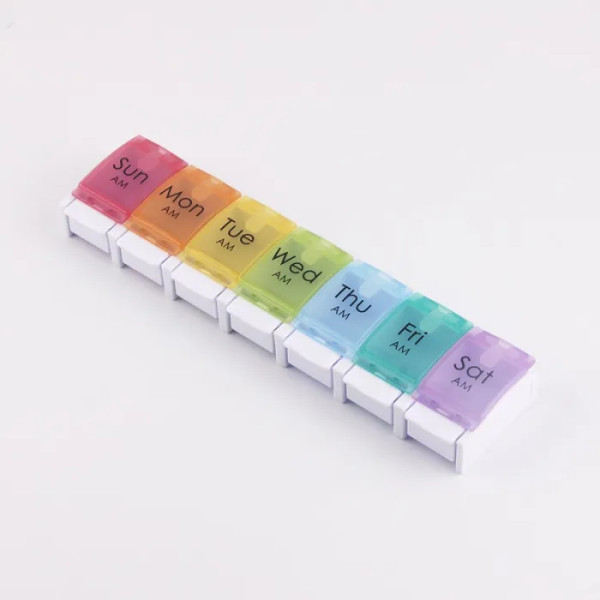 Органайзер для таблеток 7-денний, Rainbow 7-Grid Pill Single Row Pill Organizer, MEMOSAN, однорядний, веселка