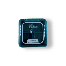 Органайзер для таблеток на 4 відділення, 4 Compartment Pill Organizer MEMOSAN, з логотипом MY NUTRI WEEK, синій