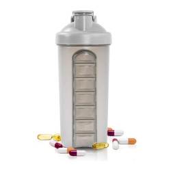 Пляшка для води з таблеткою, Portable Pill Box Cup Plastic Pill Box Water Bottle MEMOSAN, 700 мл
