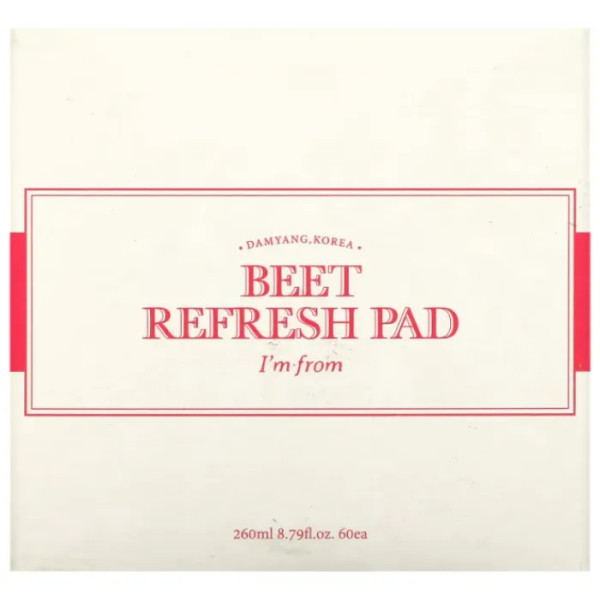 Пади для зневодненої шкіри обличчя, відновлюючі, Beet Refresh Pad, I'm From, з екстрактом буряка, 60 штук, 260 мл