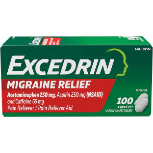 Полегшення симптомів мігрені, Excedrin Migraine Relief, Glaxosmithkline, 100 каплет