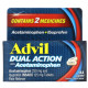 Знеболювальне та жарознижуюче, Dual Action with Acetaminophen, Advil, від головного болю, болю в спині, менструального болю, 144 капсули