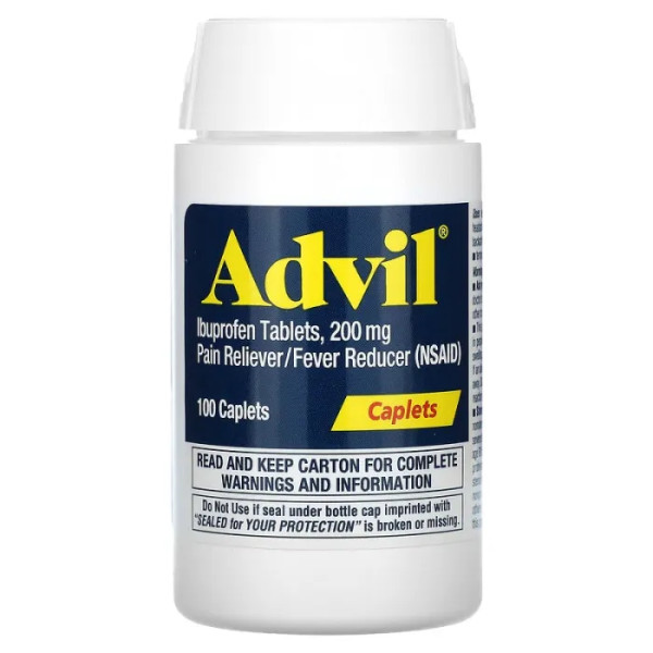 Ібупрофен, Ibuprofen Tablets, Advil, 200 мг, 100 каплет, покритих оболонкою