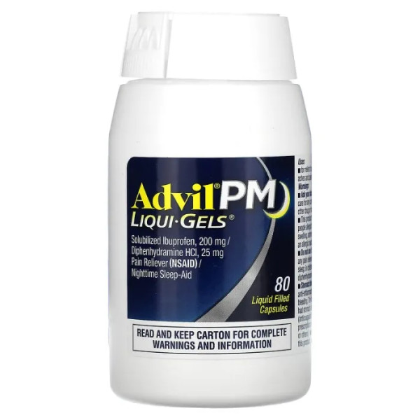 Ібупрофен, PM, Liqui-Gels, Advil, вечірня формула, 80 капсул