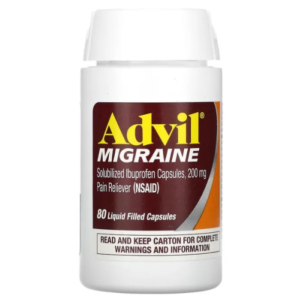 Знеболювальне, Migraine, Advil, 200 мг, 80 капсул, наповнених рідиною