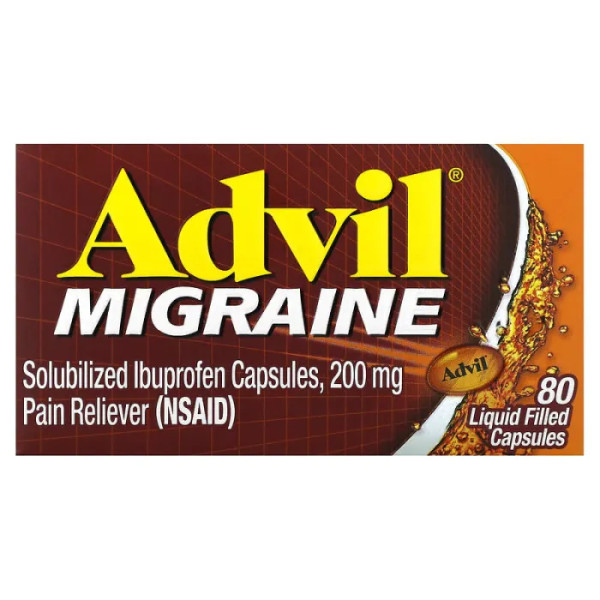 Знеболювальне, Migraine, Advil, 200 мг, 80 капсул, наповнених рідиною