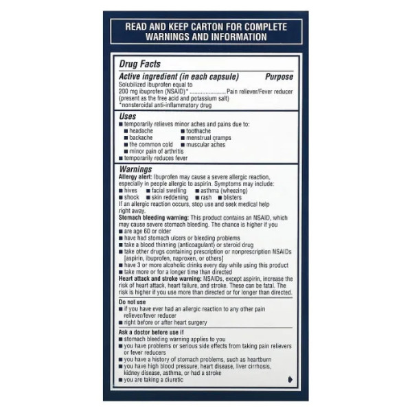 Ібупрофен, знеболюючий та жарознижувальний засіб, Liqui-Gels, Advil, 200 мг, 160 капсул, наповнених рідиною