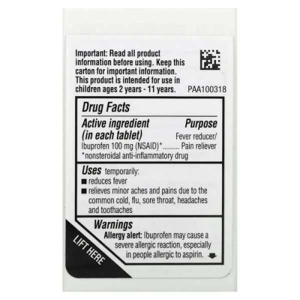 Ібупрофен для дітей від 2-х до 11 років, Junior Strength, Advil, смак винограду, 24 жувальні таблетки