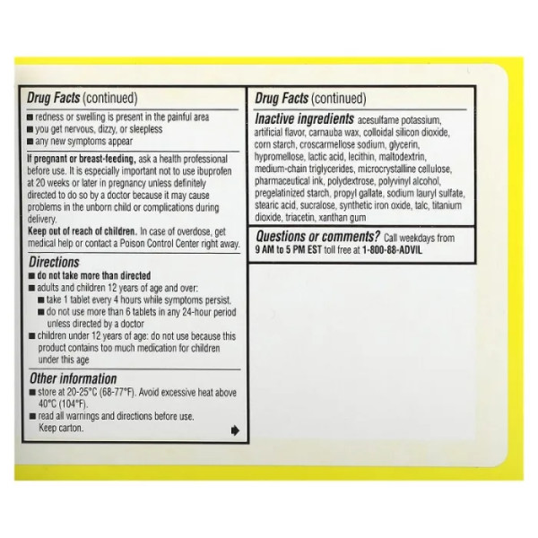 Знеболювальне та жарознижувальне, Sinus Congestion & Pain, Advil, від закладеності носа та головного болю, без сонливості, 20 таблеток, покритих оболонкою