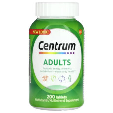 Мультивітаміни та мультимінерали для дорослих, Centrum Adults Multivitamin Multimineral, 200 таблеток