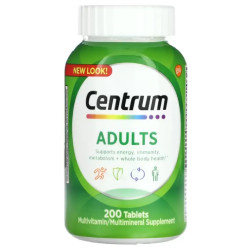 Мультивітаміни та мультимінерали для дорослих, Centrum Adults Multivitamin Multimineral, 200 таблеток