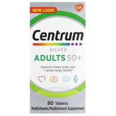 Мультивітаміни та мультимінерали для дорослих 50+, Centrum Multivitamin Multimineral Silver Adults 50+, 80 таблеток