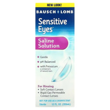 Сольовий розчин для контактних лінз, Bausch + Lomb Sensitive Eyes Saline Solution, 355 мл