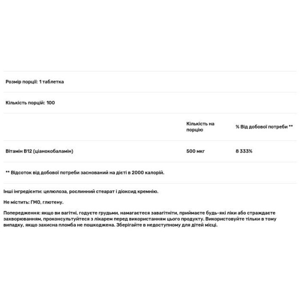 Вітамін В12, Vitamin B-12, Douglas Laboratories, 500 мкг, 100 таблеток