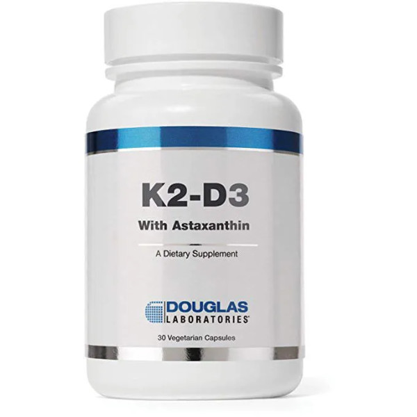Вітаміни К2 D3 з астаксантином, K2-D3 With Astaxanthin, Douglas Laboratories, підтримка кісток, нервово-м'язової та імунної системи, 30 капсул