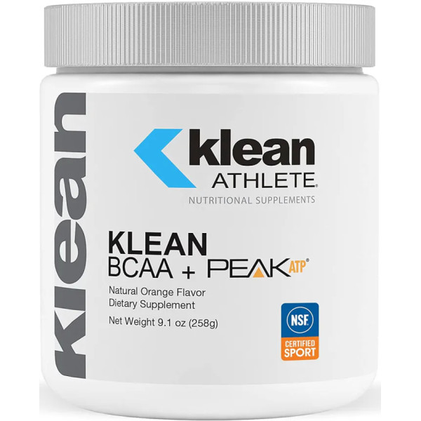 Амінокислоти BCAA + АТФ, Klean BCAA + Peak ATP, Klean Athlete, для нарощування м'язів, м'язової маси, спортивних результатів та відновлення після тренувань, апельсиновий смак, 258 г