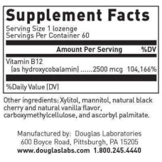 Вітамін B12 2500 мкг швидкорозчинні таблетки, Douglas Laboratories Vitamin B12, гідроксикобаламін, 60 шт.